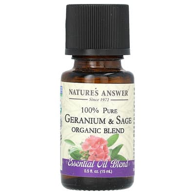 Смесь органических эфирных масел 100% Pure Organic Essential Oil Blend, Geranium & Sage, 0.5 fl oz (15 ml)