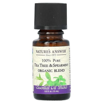 Натуральное органическое эфирное масло Nature's Answer Tea Tree & Spearmint, 0.5 fl oz (15 ml)