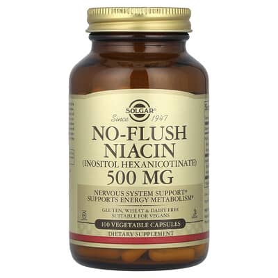 No-Flush Niacin, 500 mg, 100 вегетарианских капсул