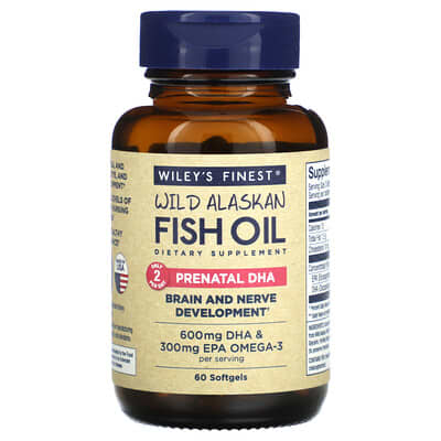 Рыбий жир Wild Alaskan Fish Oil, Prenatal DHA, 60 мягких капсул