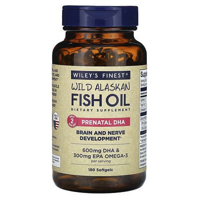 Рыбий жир Wild Alaskan Fish Oil, Prenatal DHA, 180 мягких капсул