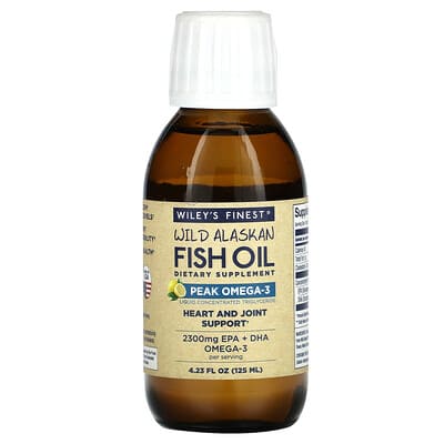 Wild Alaskan Fish Oil, Peak Omega-3, Natural Lemon, 4,23 жидких унции (125 мл)