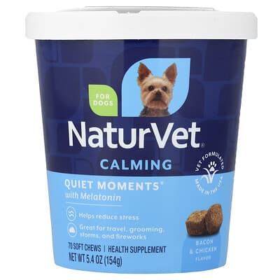 Quiet Moments® with Melatonin, Calming, For Dogs, Bacon & Chicken, 70 Soft Chews, 5.4 oz (154 g)