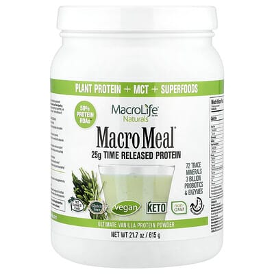 Macro Meal®, Ultimate Protein Powder, Vanilla, 21.7 oz (615 g)