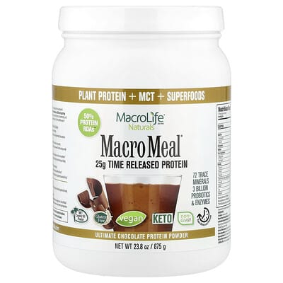 Macro Meal®, протеиновый порошок Ultimate Protein, шоколад, 23.8 oz (675 g)