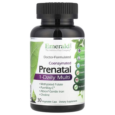 Coenzymated Prenatal 1-Daily Multi, 30 вегетарианских капсул Emerald Laboratories