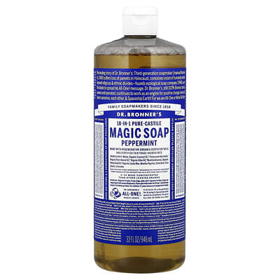 18-in-1 Pure-Castile Magic Soap, Peppermint, 32 fl oz (946 ml)