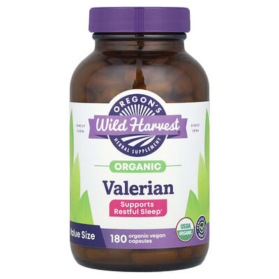 Органическая валериана Oregon's Wild Harvest, 180 Vegan Capsules (450 mg per Capsule)