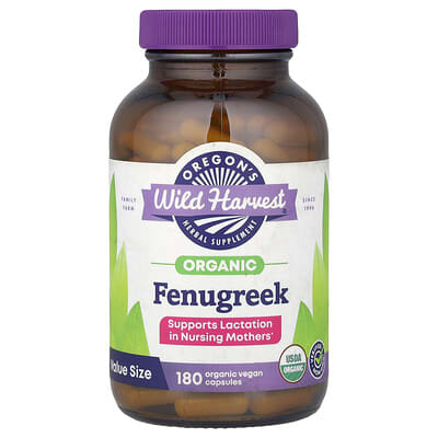 Oregon's Wild Harvest Organic Fenugreek, 180 веганских капсул (500 мг на капсулу)