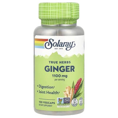 True Herbs имбирь, 100 веганских капсул (550 мг на капсулу)
