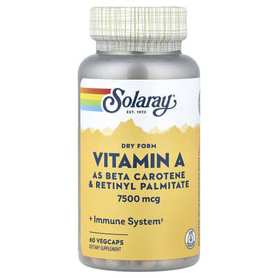 Dry Form Vitamin A, 7,500 mcg, 60 VegCaps