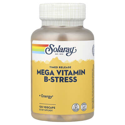 Mega Vitamin B-Stress, пролонгированное действие, 120 вегетарианских капсул