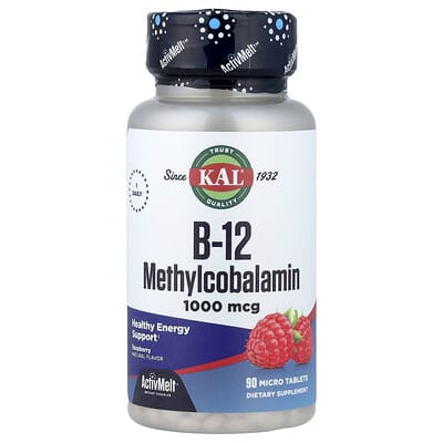 B-12 Methylcobalamin, малина, 1,000 mcg, 90 микротаблеток