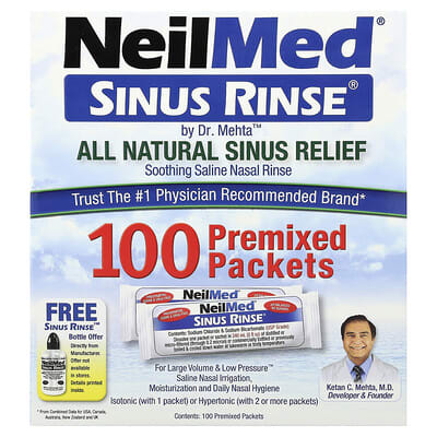 Sinus Rinse®, натуральное средство для облегчения состояния пазух, 100 готовых пакетиков