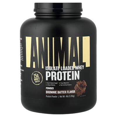 Сыворотка-протеин Isolate Loaded Whey Protein™ Powder, Brownie Batter, 4 lb (1.81 kg)