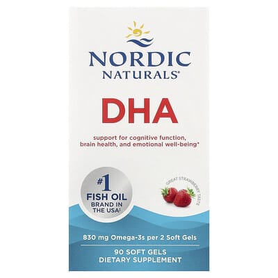 DHA, клубника, 90 мягких гелей