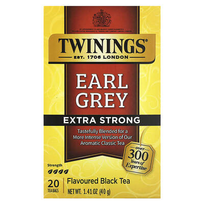 Черный чай Earl Grey, Extra Strong, 20 чайных пакетиков, 1.41 oz (40 g)