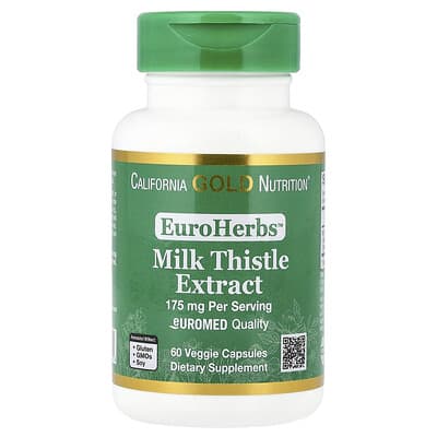 EuroHerbs, экстракт расторопши, качество Euromed, 175 mg, 60 вегетарианских капсул