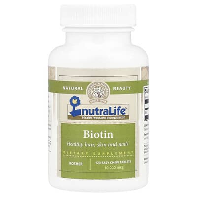 Biotin, 10,000 mcg, 120 Easy Chew Tablets