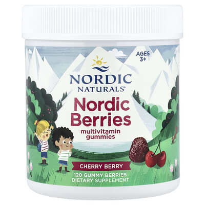 Nordic Berries мультивитаминные мармеладные конфеты, 3+, Вишня и ягоды, 120 Gummy Berries