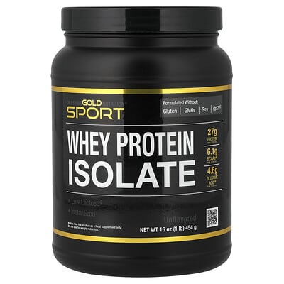 Sport, изолят сывороточного протеина, без вкуса, 1 lb (454 g)