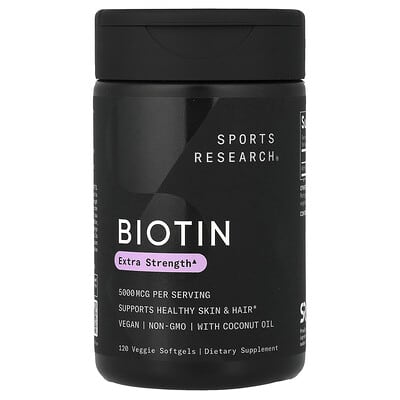 Biotin, 5,000 mcg, 120 вегетарианских мягких капсул