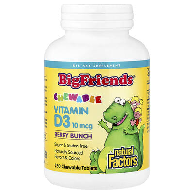 Big Friends®, жевательные витамины D3, ягодный микс, 10 mcg (400 IU), 250 жевательных таблеток