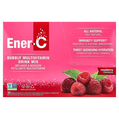 Bubbly Multivitamin Drink Mix, Raspberry, 30 Packets, 0.3 oz (9.28 g) Each