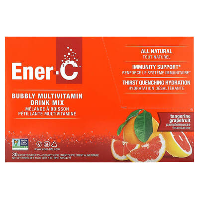 Vitamin C, Bubbly Multivitamin Drink Mix, Tangerine Grapefruit, 30 Packets