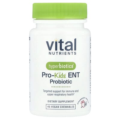 Hyperbiotics®, Pro-Kids® ENT Probiotic, клубника-ваниль, 45 жевательных капсул