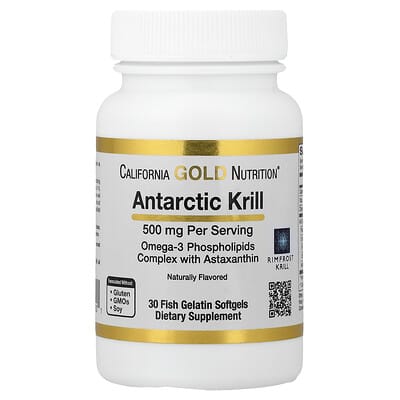 Antarctic Krill Oil, Omega-3 Phospholipids Complex with EPA, DHA, and Astaxanthin, Natural Strawberry and Lemon, 500 mg, 30 Fish Gelatin Softgels