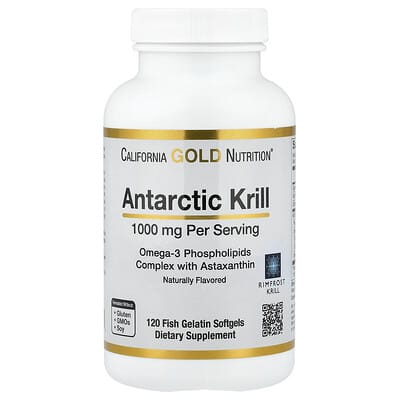 Antarctic Krill Oil, Omega-3 Phospholipids Complex with Astaxanthin, Natural Strawberry and Lemon, 120 Fish Gelatin Softgels