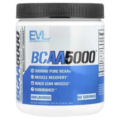 BCAA5000®, без вкуса, 10.58 oz (300 g) EVLution Nutrition