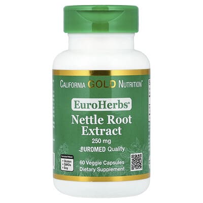 EuroHerbs®, экстракт корня крапивы, качество Euromed, 250 mg, 60 вегетарианских капсул