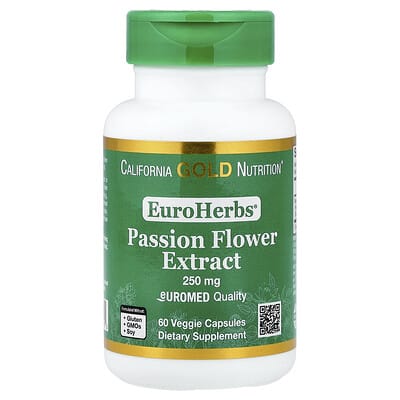 EuroHerbs®, Экстракт страстоцвета, Euromed Quality, 250 mg, 60 вегетарианских капсул