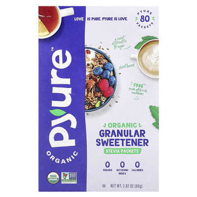 Organic Granular Sweetener, Stevia, 80 Packets, 0.035 oz (1 g) Each