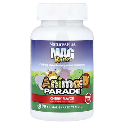 MagKidz, Animal Parade, жевательные магний для детей, вишня, 90 таблеток в форме животных (50 mg на таблетку)