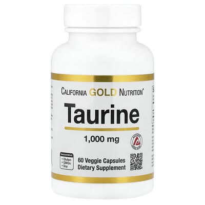Таурин, 1,000 mg, 60 веганских капсул