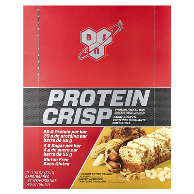 Протеиновые чипсы BSN Peanut Butter Crunch, 12 шт, 55 г каждый
