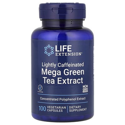 Mega Green Tea Extract, Lightly Caffeinated, 100 вегетарианских капсул (725 mg на капсулу)