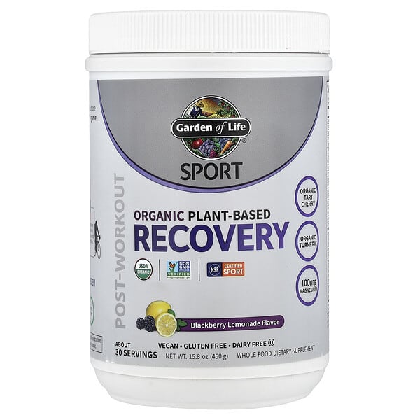 Sport, Organic Plant-Based Recovery, Blackberry Lemonade, 15.8 oz (450 g)