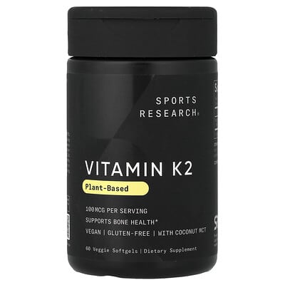 Vitamin K2, Plant-Based, 100 mcg, 60 Veggie Softgels