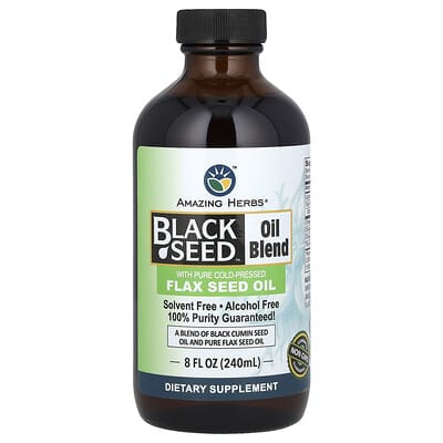 Смесь масла черного тмина Black Seed Oil Blend, With Pure Cold-Pressed Flax Seed Oil, 8 fl. oz (240 ml)