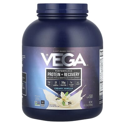 Растительный протеин, Performance Protein + Recovery, сливочная ваниль, 4 lb 1.8 oz (1.86 kg)