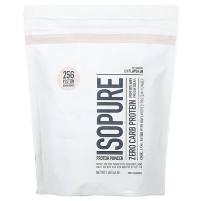 Isopure протеиновый порошок без углеводов, без вкуса, 1 lb (454 g)