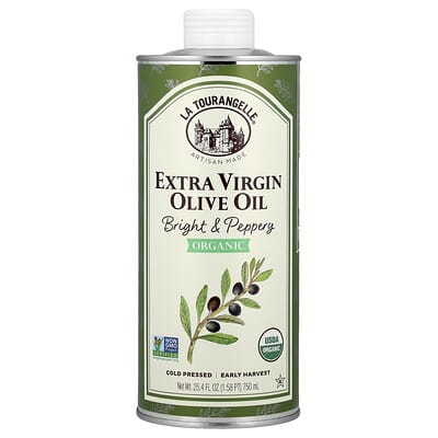Органическое дополнительное оливковое масло, яркое и пряное, 25.4 fl oz (750 ml)