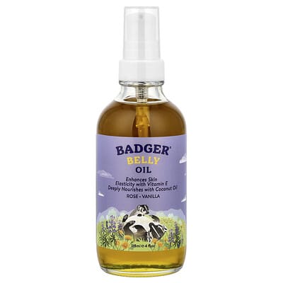 Belly Oil, Rose & Vanilla, 4 fl oz (118 ml)