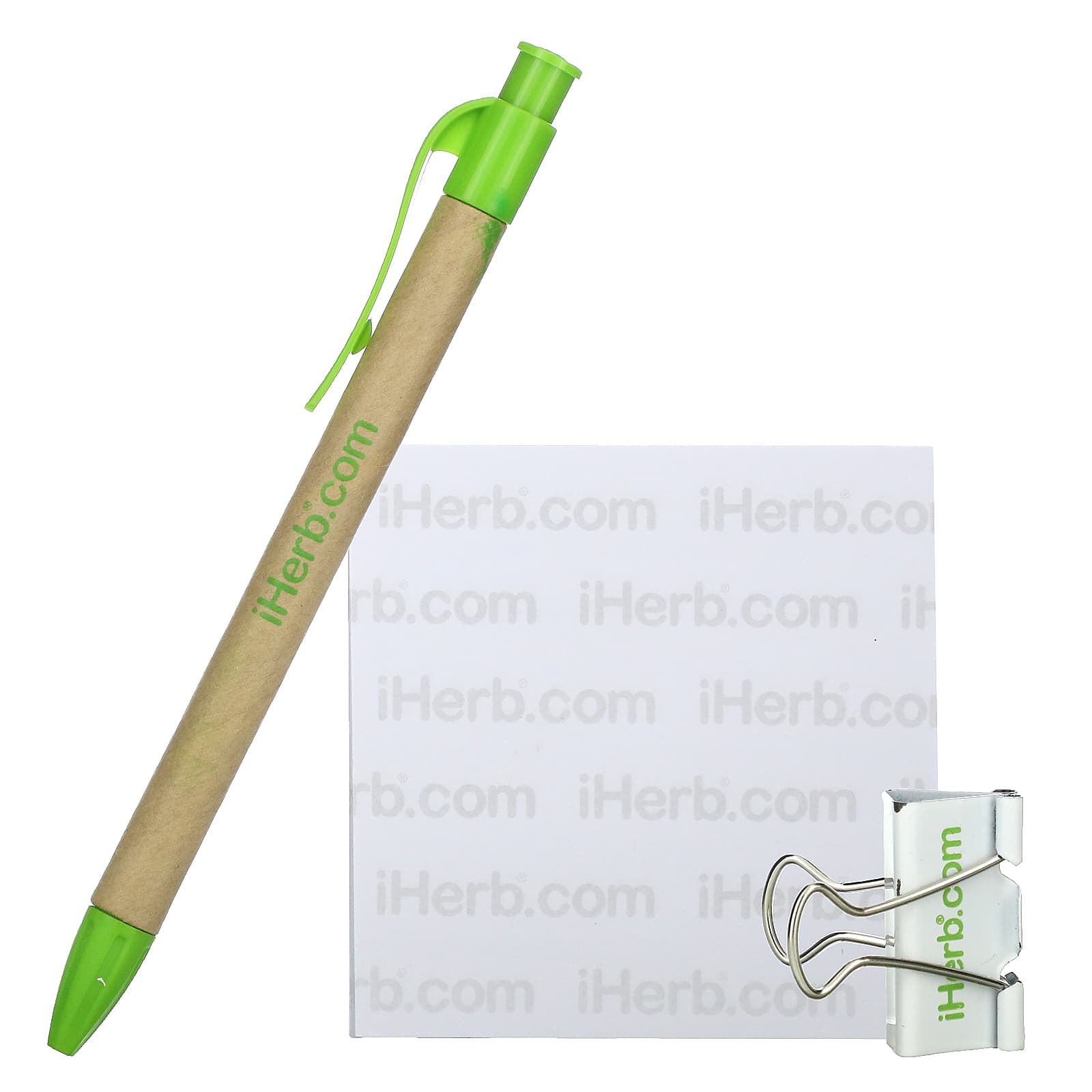 Pen, Binder Clip, Sticky Notes, 3 Pieces