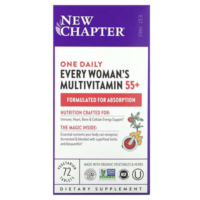 New Chapter One Daily Every Woman's™ Мультивитамины 55+, 72 вегетарианские таблетки