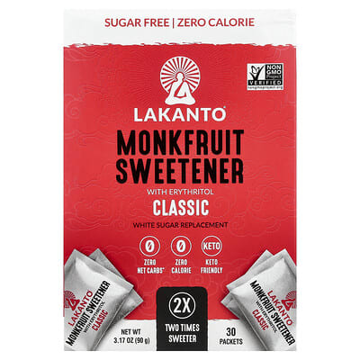 Monkfruit Sweetener With Erythritol, Classic, 30 Packets, 3.17 oz (90 g)